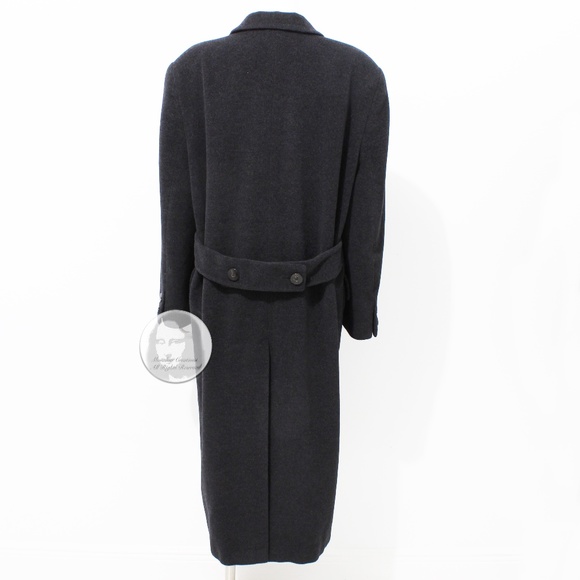 Escada Coat Double Breasted Charcoal 100% Pure New Wool Trench Style Vintage - Picture 8 of 9